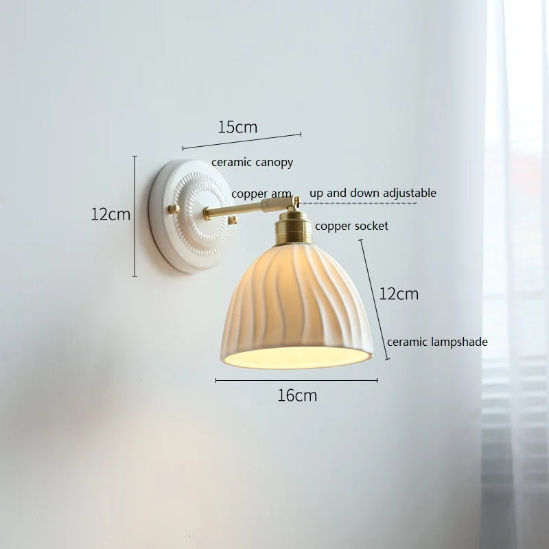 Nordic Cream Ceramic Flower Wall Lamp