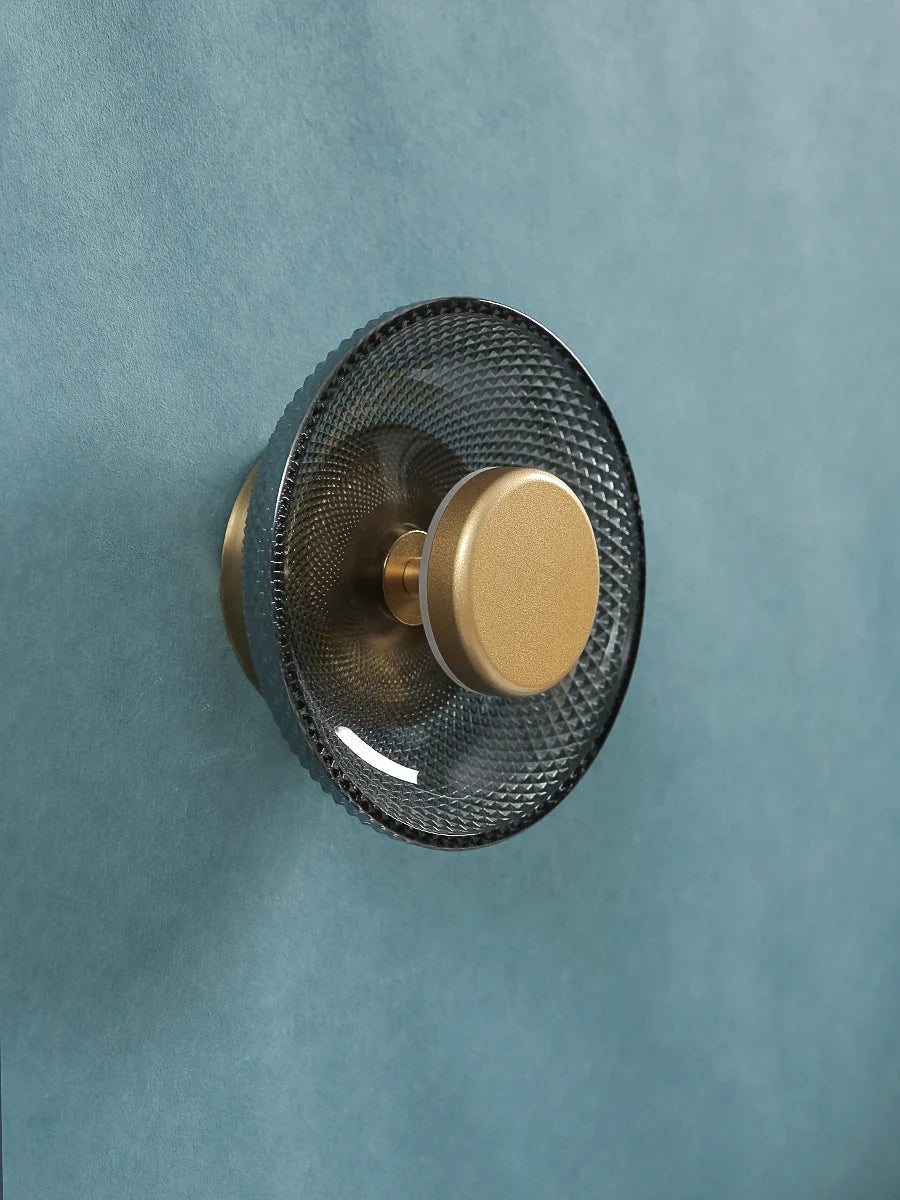Textured Coloured Glass LED Disc Wall Lamp