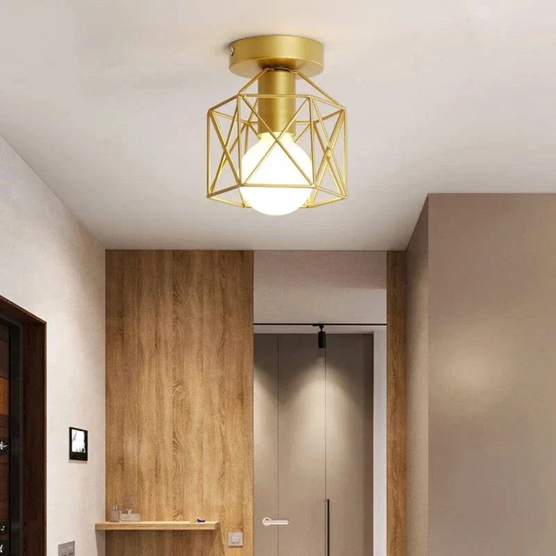 Geometric Metal Cage Ceiling Light