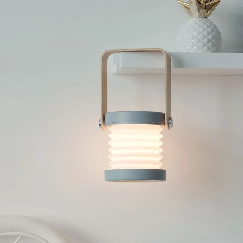 Wooden Handle Folding Portable Lantern Lamp