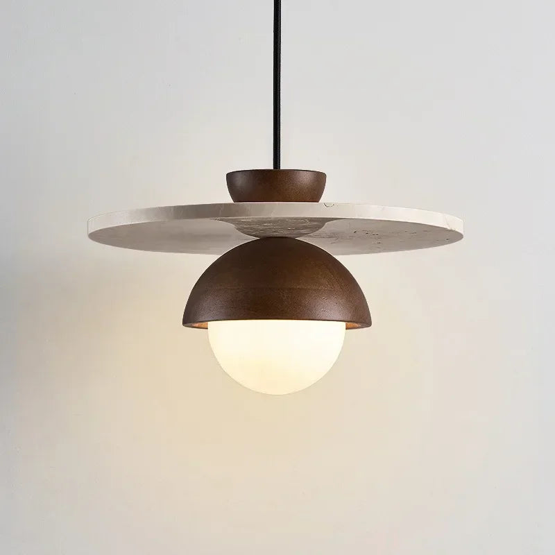 Denmark Walnut & Stone LED Pendant Light