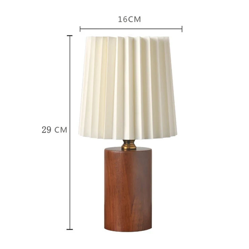 Nordic Pleated Shade Wood Table Lamp