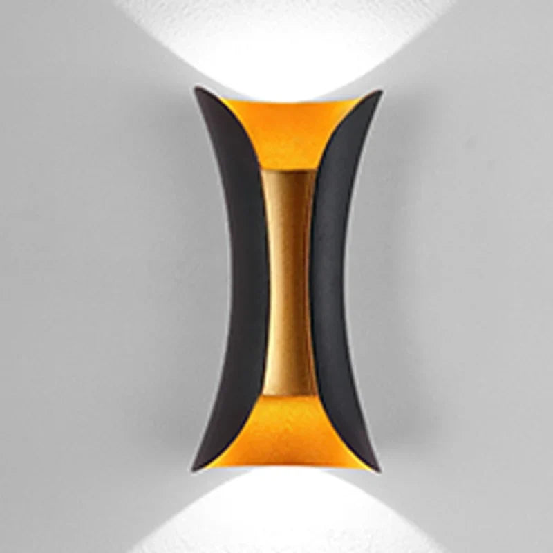 Black & Gold Waterproof Up Down Wall Light