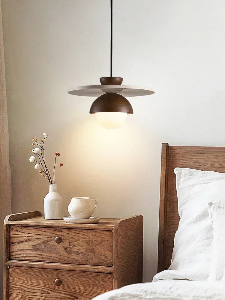 Denmark Walnut & Stone LED Pendant Light
