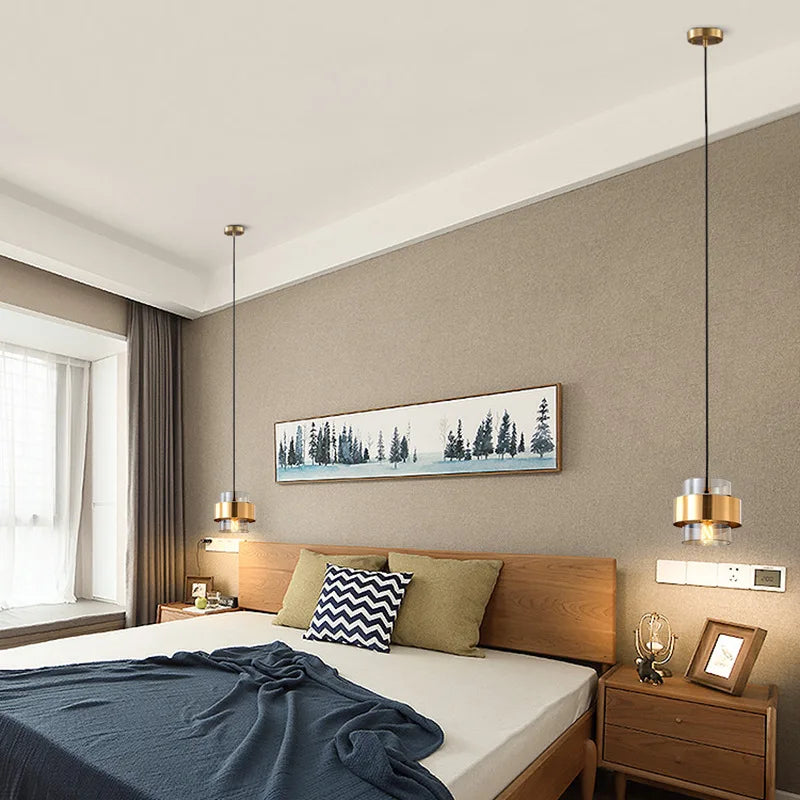Nordic Smoked Glass & Brass Pendant Light