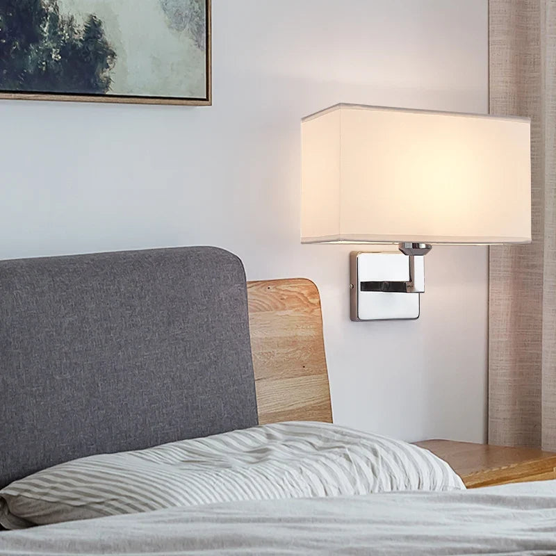 Fabric Shade Wall Lamp with LED Reading Arm