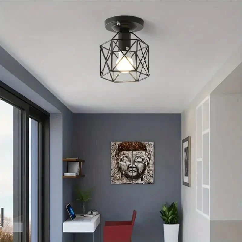 Geometric Metal Cage Ceiling Light