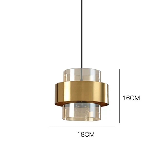Nordic Smoked Glass & Brass Pendant Light