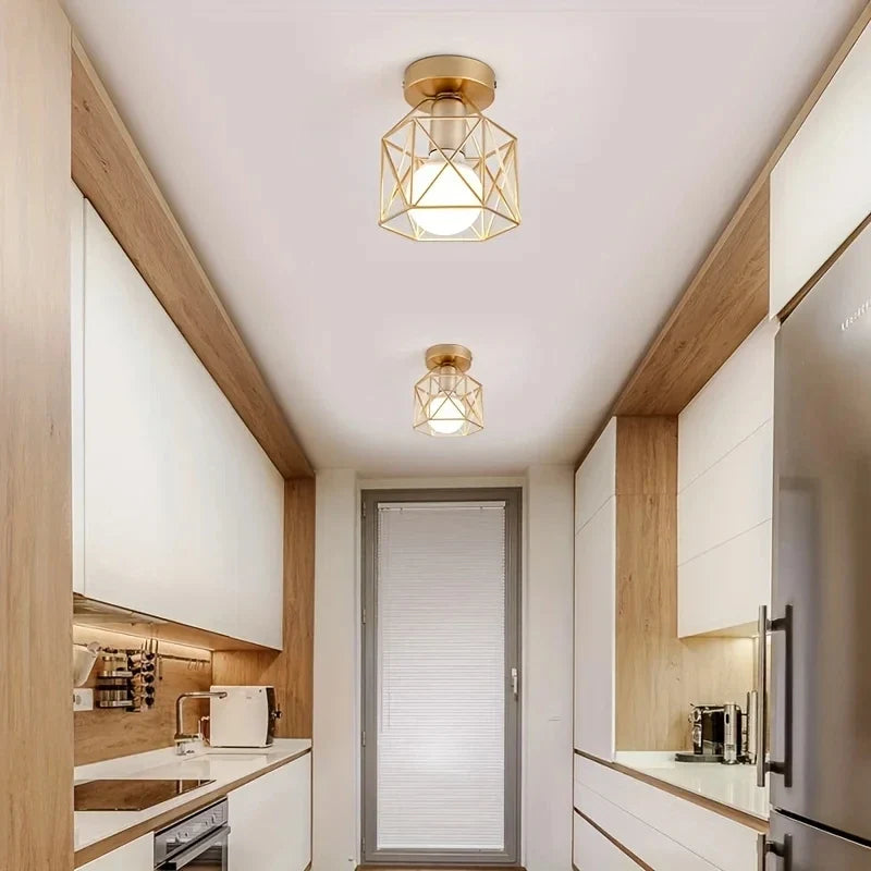 Geometric Metal Cage Ceiling Light