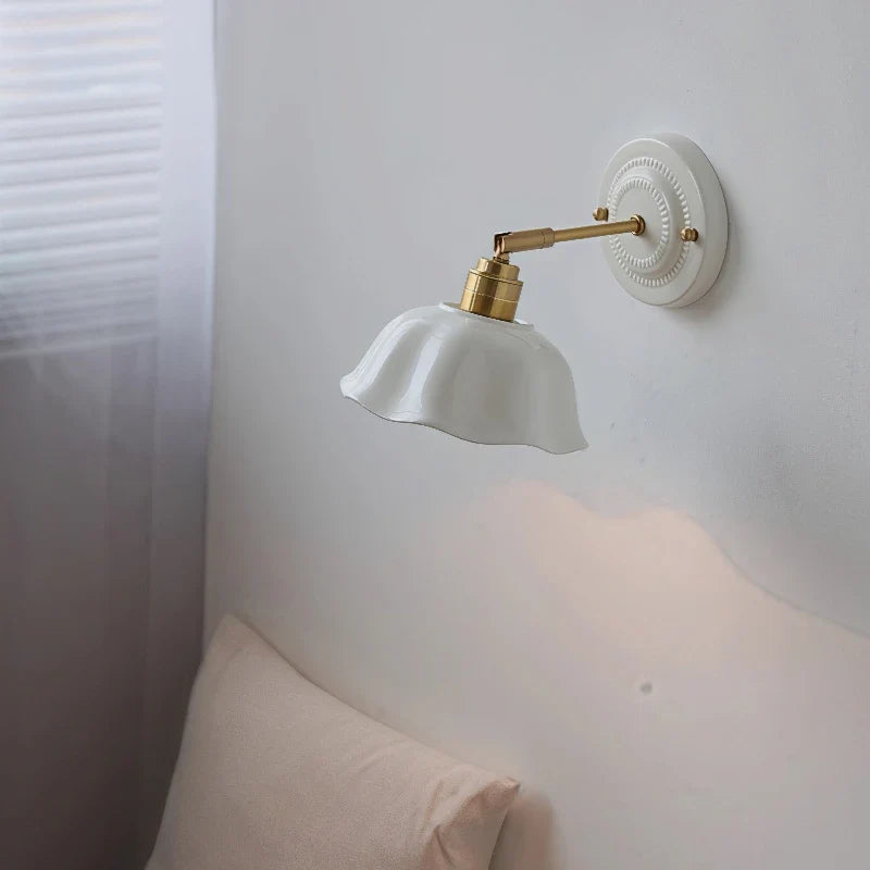 Nordic Cream Ceramic Flower Wall Lamp