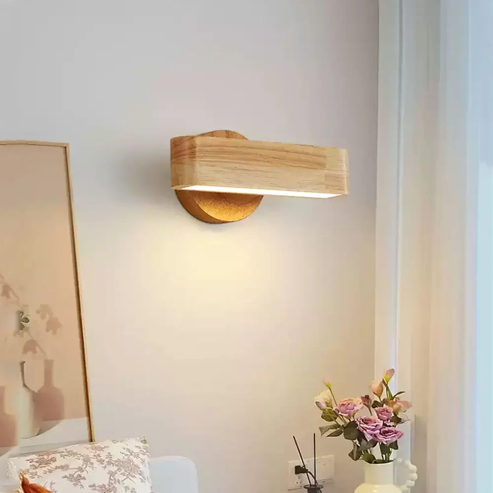 Japanese Wood Rotating Wall Lamp