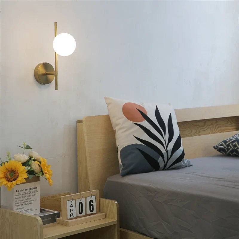 Astra Frosted Globe Gold Wall Light