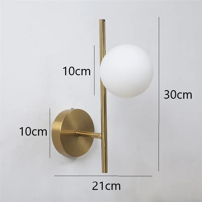 Astra Frosted Globe Gold Wall Light