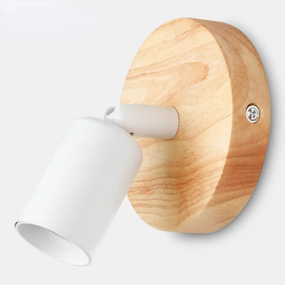 Vintage Adjustable Wood & Metal Wall Lamp