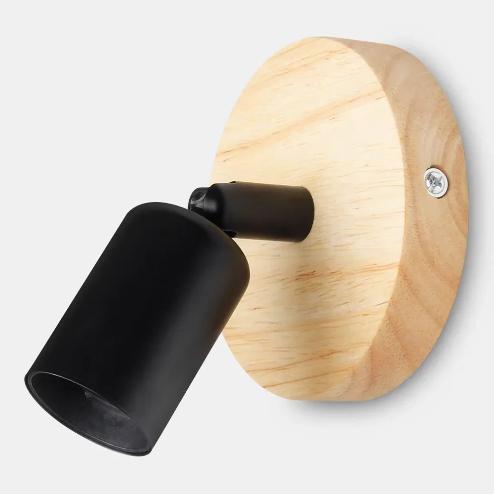 Vintage Adjustable Wood & Metal Wall Lamp