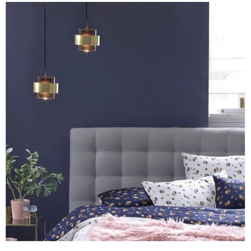 Nordic Smoked Glass & Brass Pendant Light
