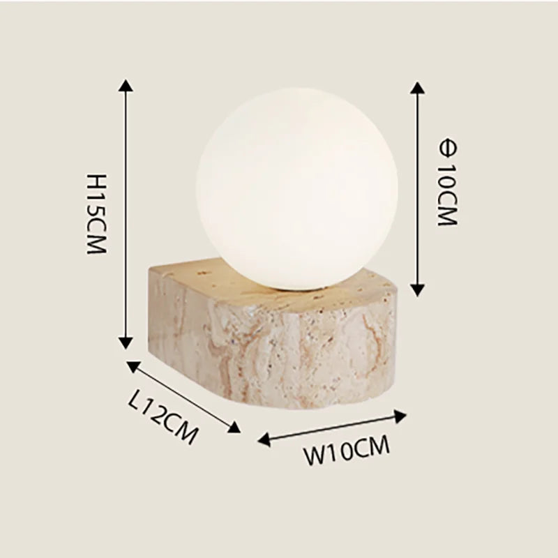 Travertine Stone Glass Globe Wall Lamp