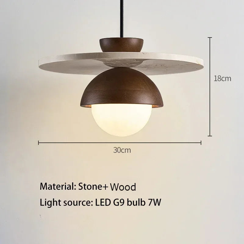 Denmark Walnut & Stone LED Pendant Light