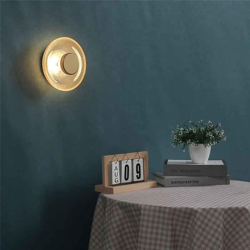 Textured Coloured Glass LED Disc Wall Lamp