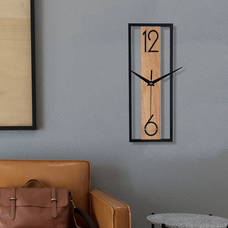 Slim Rectangular Wood Grain Wall Clock