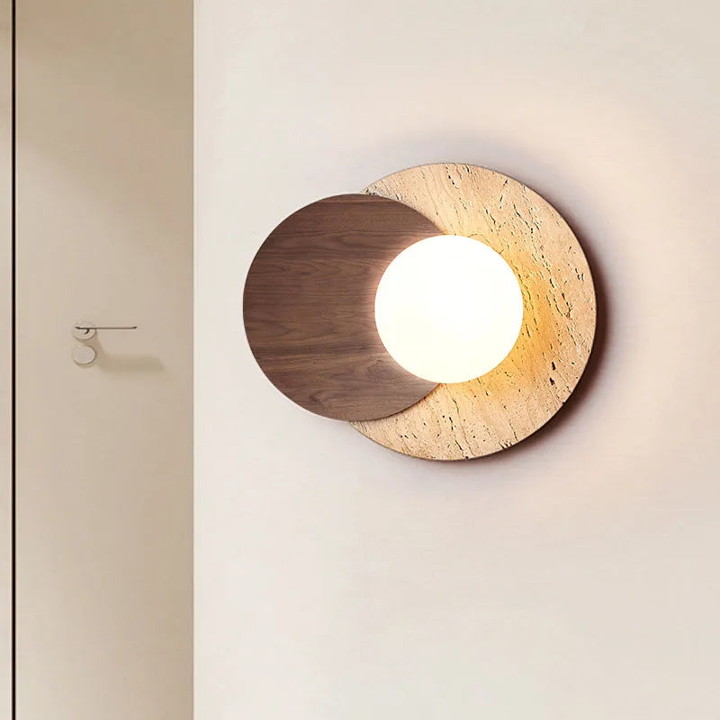 Wabi-Sabi Natural Stone & Wood Wall Lamp