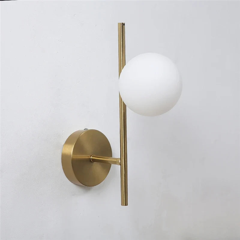 Astra Frosted Globe Gold Wall Light