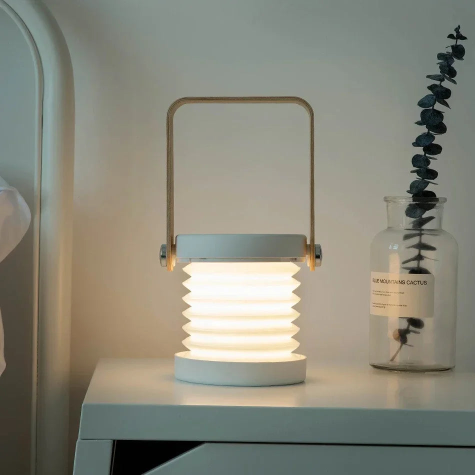 Wooden Handle Folding Portable Lantern Lamp