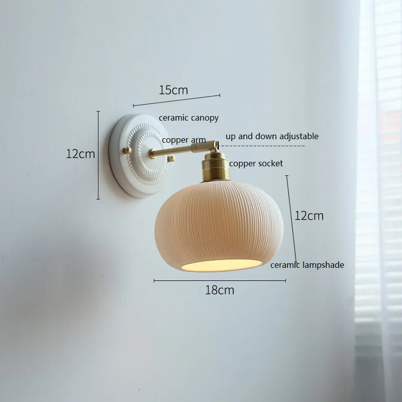 Nordic Cream Ceramic Flower Wall Lamp