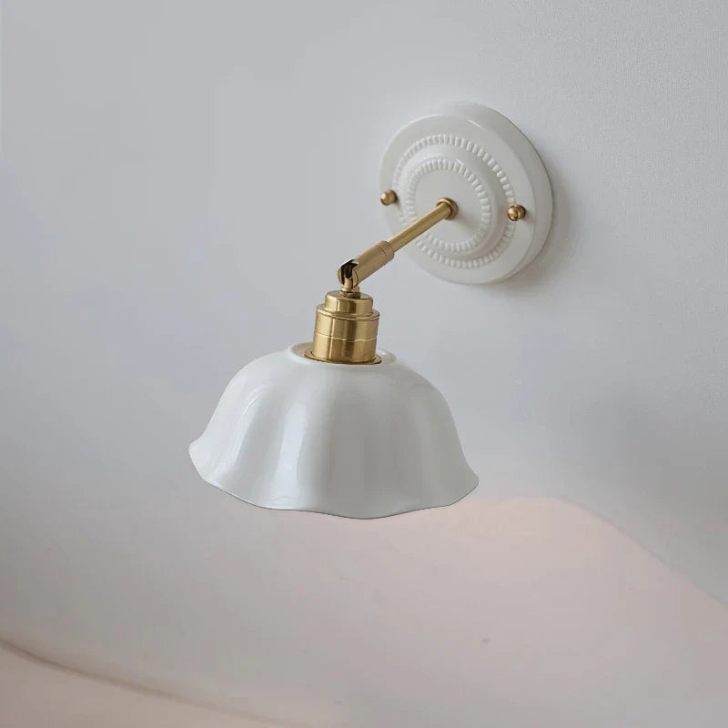 Nordic Cream Ceramic Flower Wall Lamp