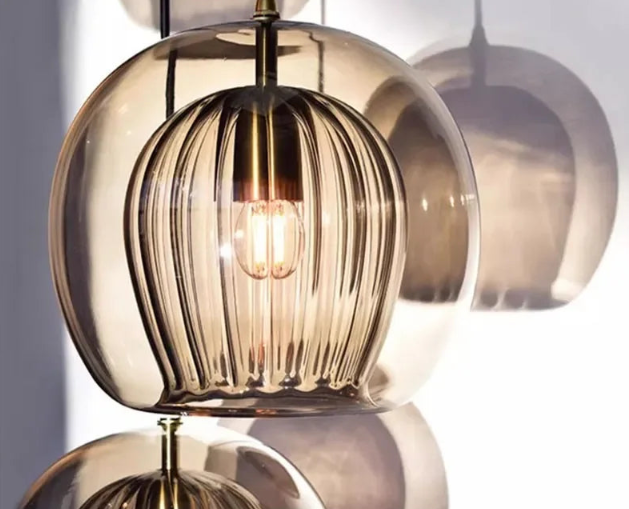 LuxeSphere Ribbed Glass Pendant Light