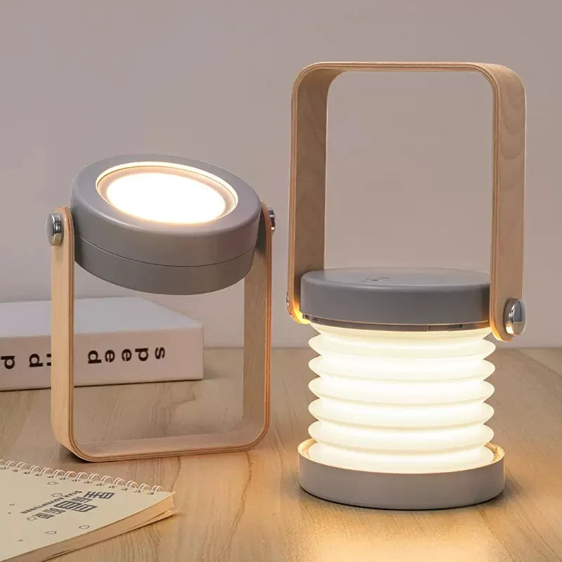 Wooden Handle Folding Portable Lantern Lamp