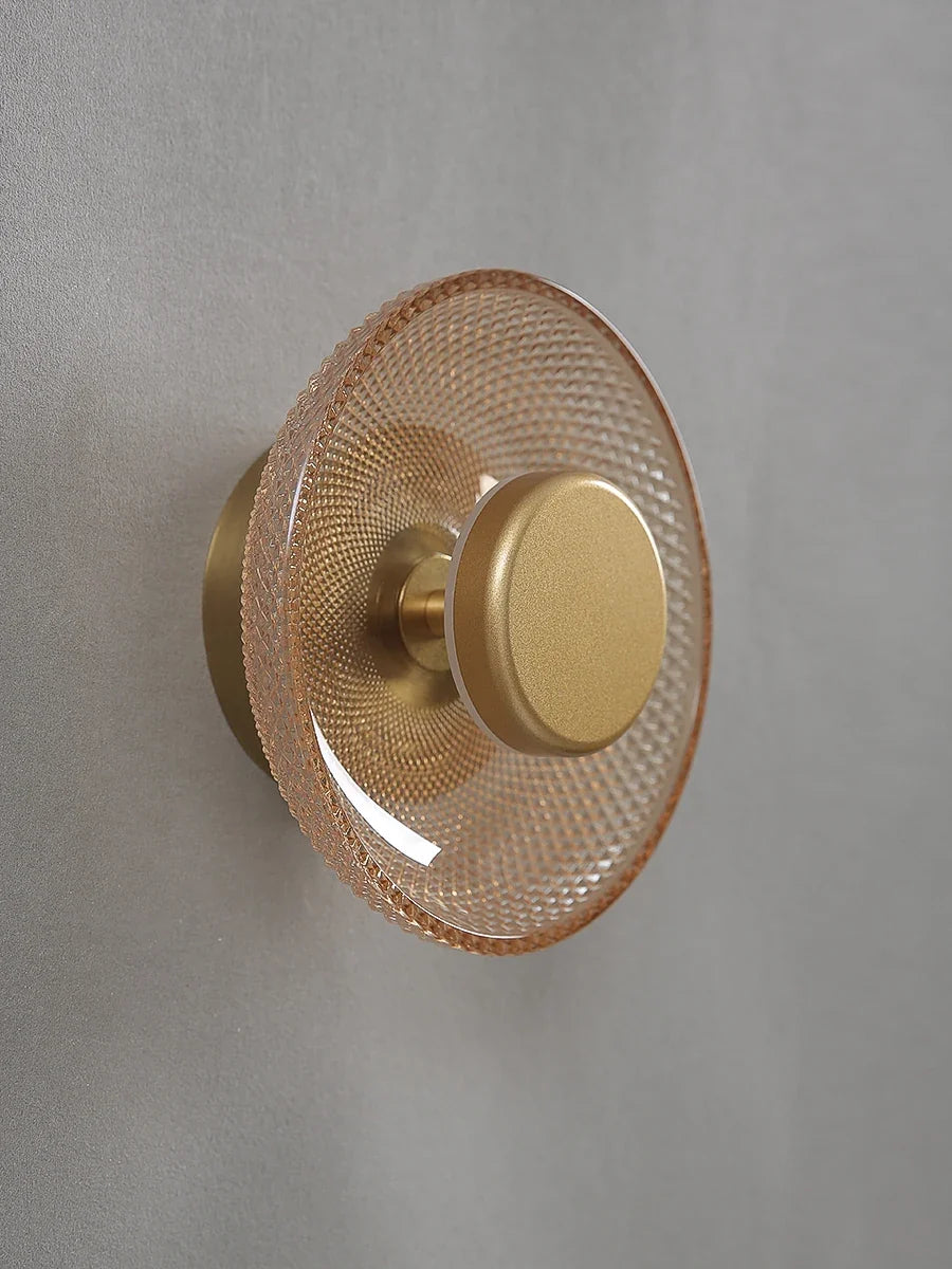 Textured Coloured Glass LED Disc Wall Lamp