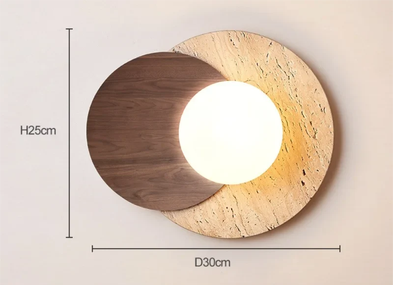 Wabi-Sabi Natural Stone & Wood Wall Lamp