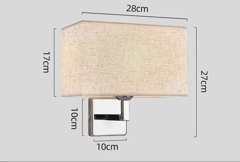 Fabric Shade Wall Lamp with LED Reading Arm