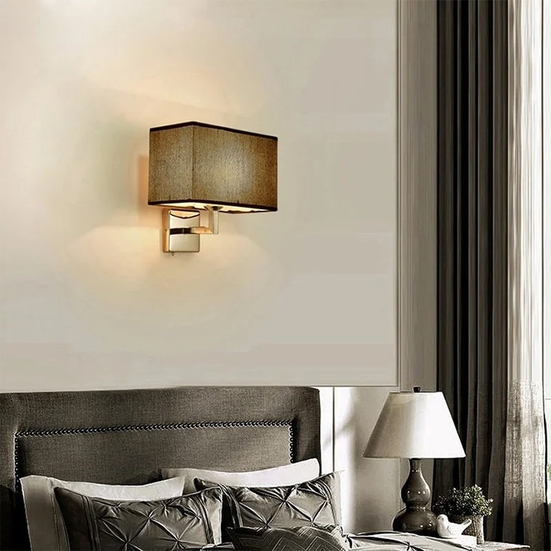 Fabric Shade Wall Lamp with LED Reading Arm