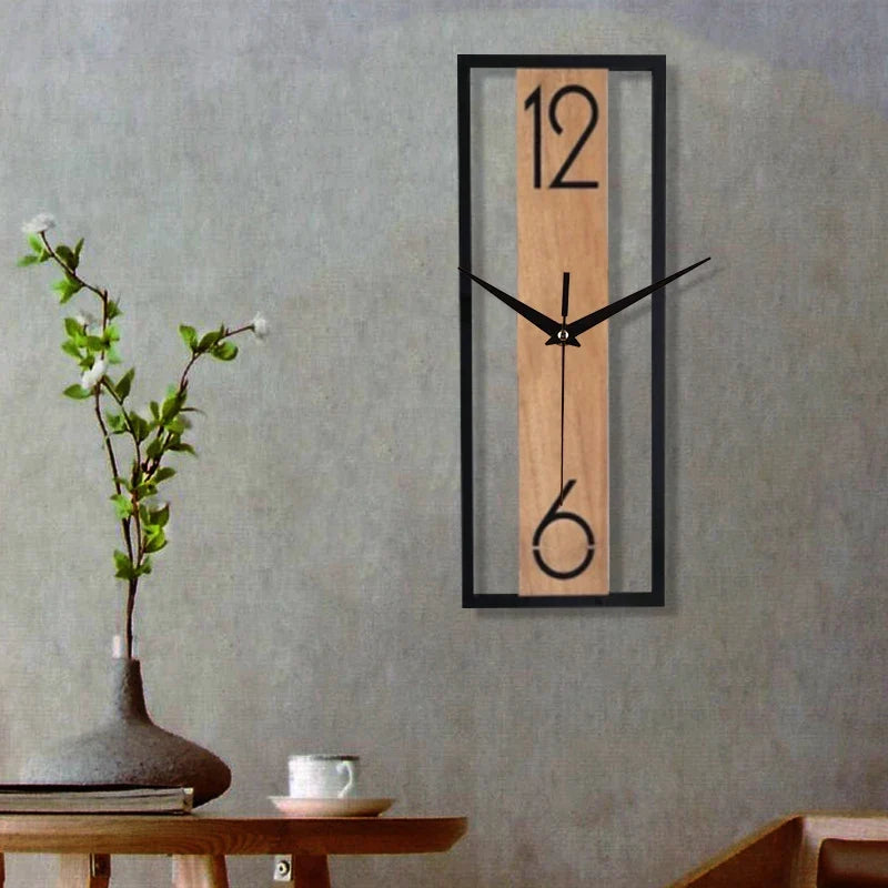 Slim Rectangular Wood Grain Wall Clock