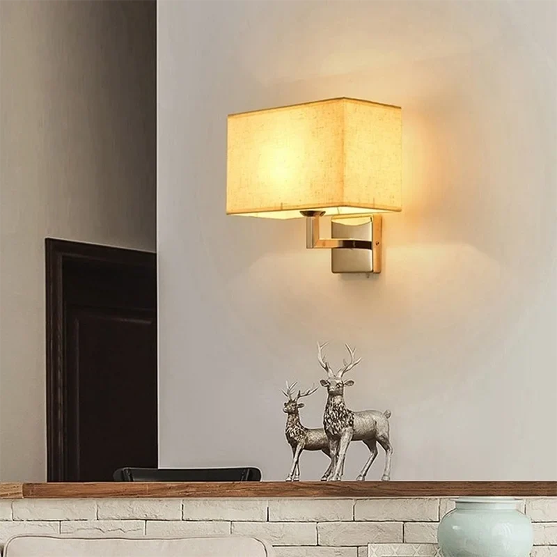 Fabric Shade Wall Lamp with LED Reading Arm