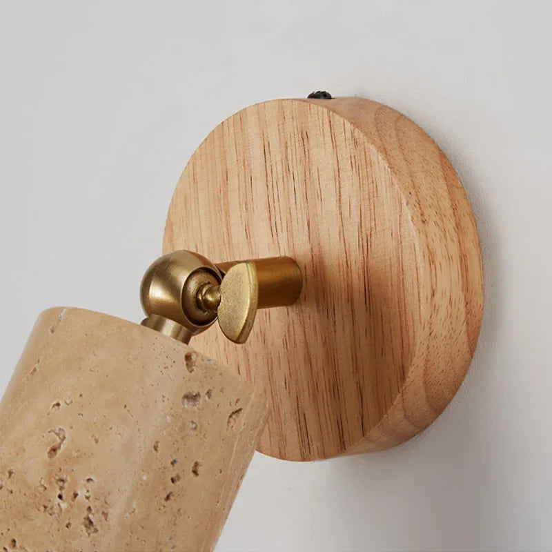 Huangdong Travertine & Wood Wall Lamp