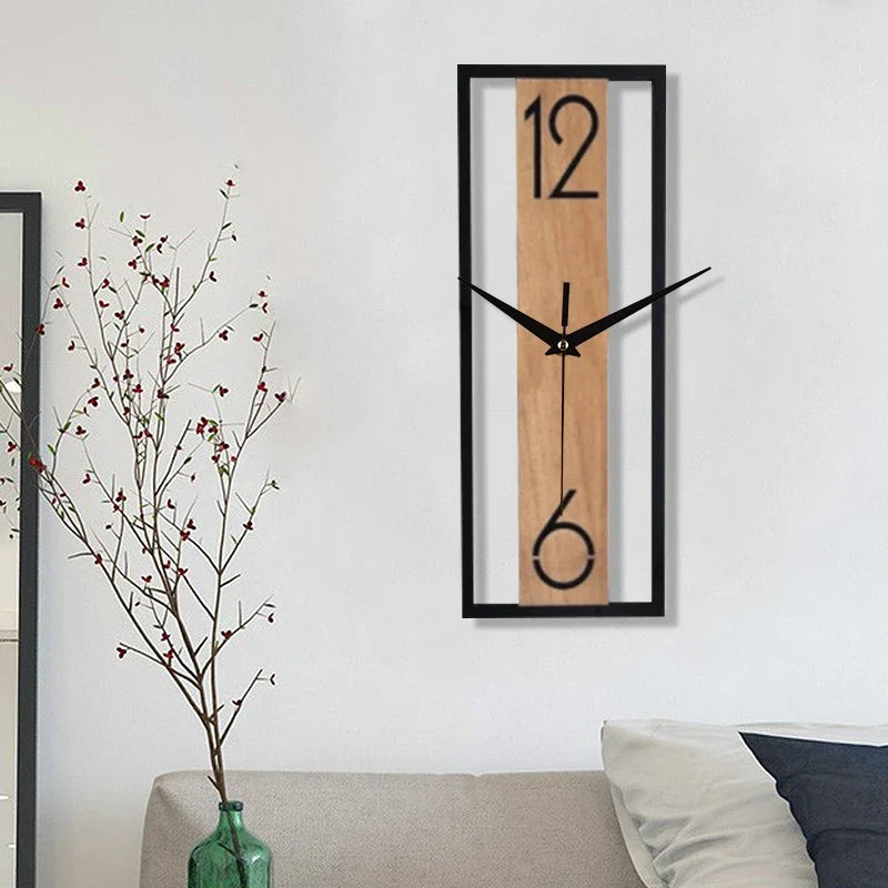 Slim Rectangular Wood Grain Wall Clock