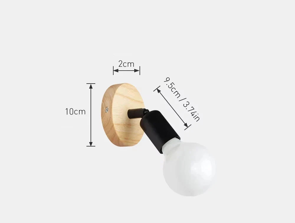 Vintage Adjustable Wood & Metal Wall Lamp