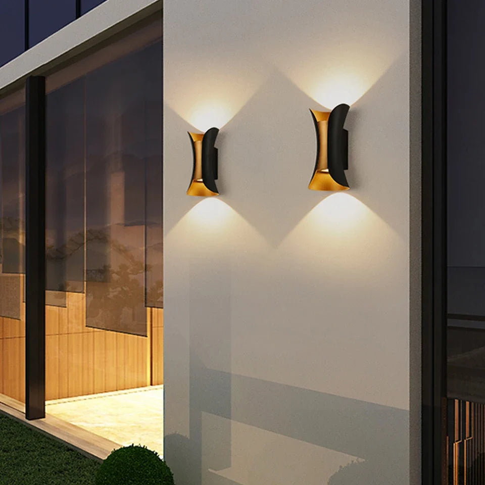 Black & Gold Waterproof Up Down Wall Light