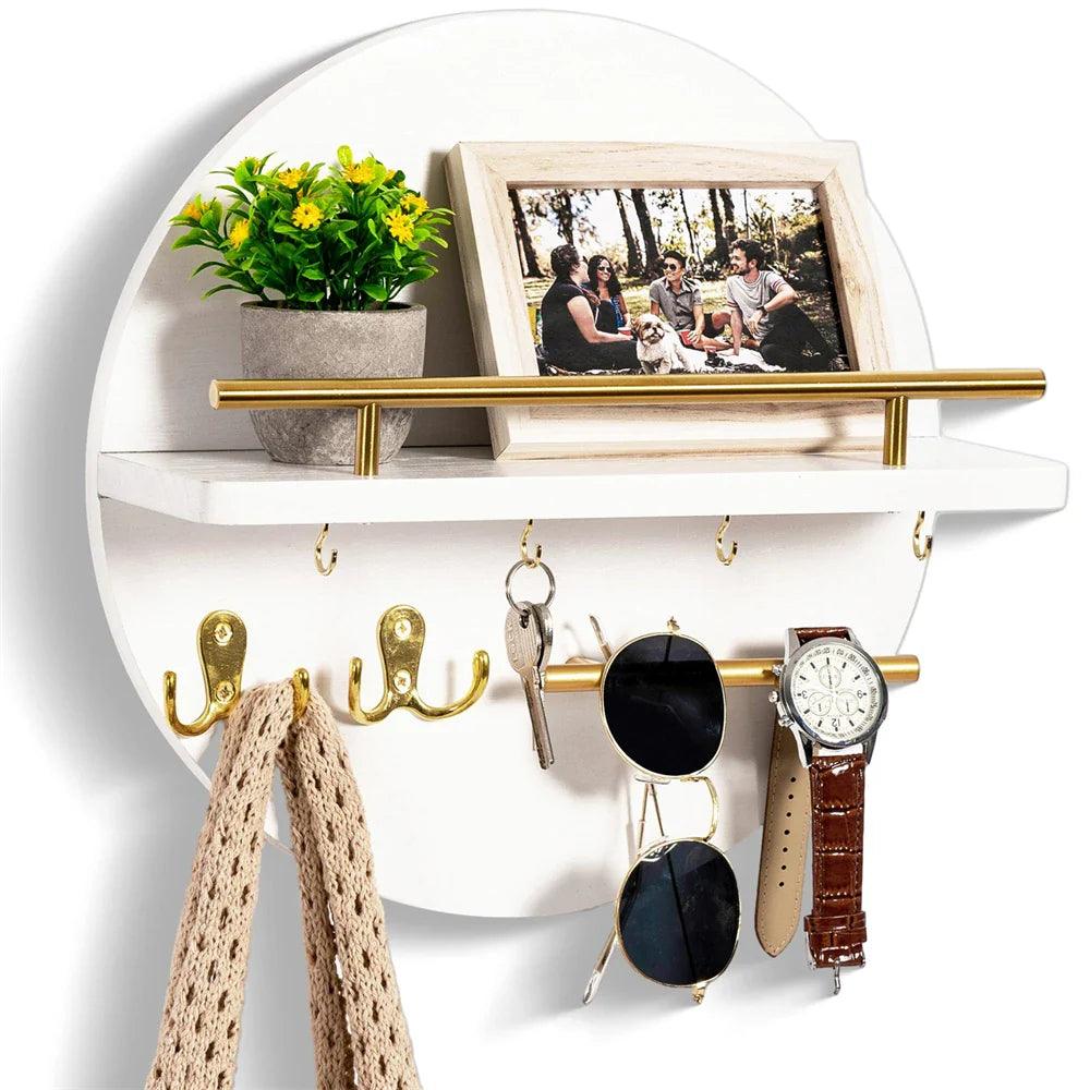 Round Wooden Key Holder Shelf