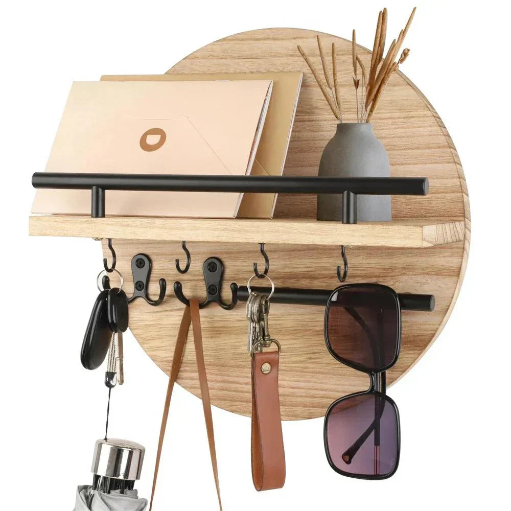 Round Wooden Key Holder Shelf