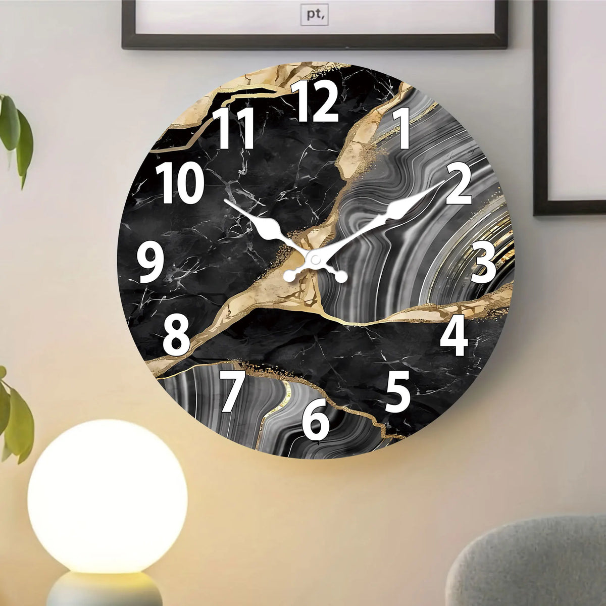 MarbellaTime Marble Wooden Wall Clock