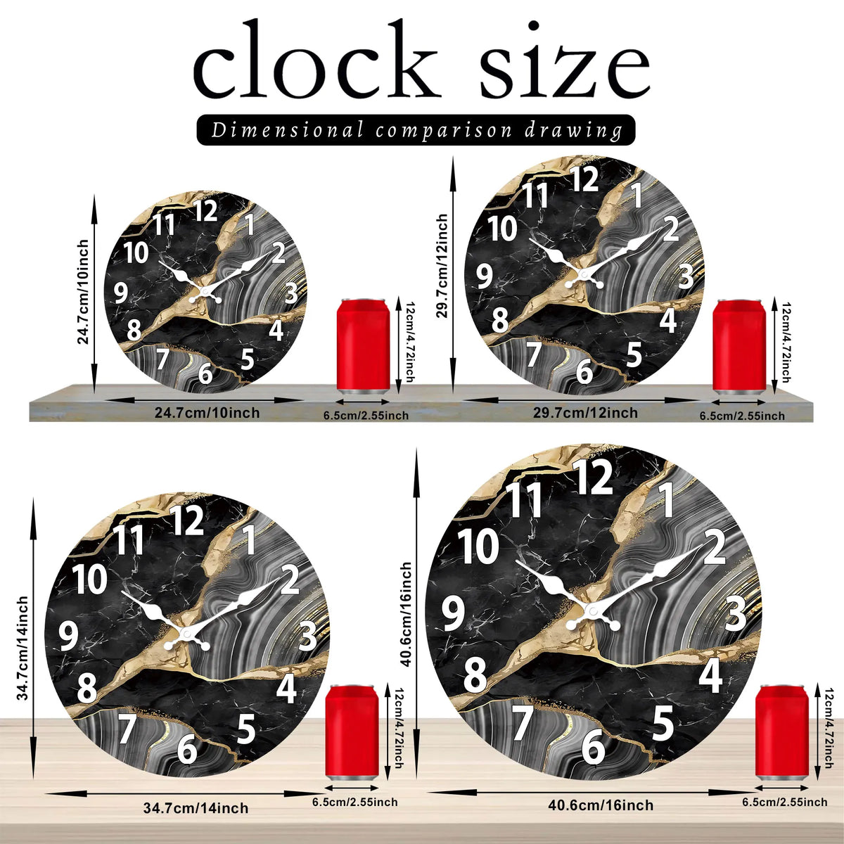 MarbellaTime Marble Wooden Wall Clock