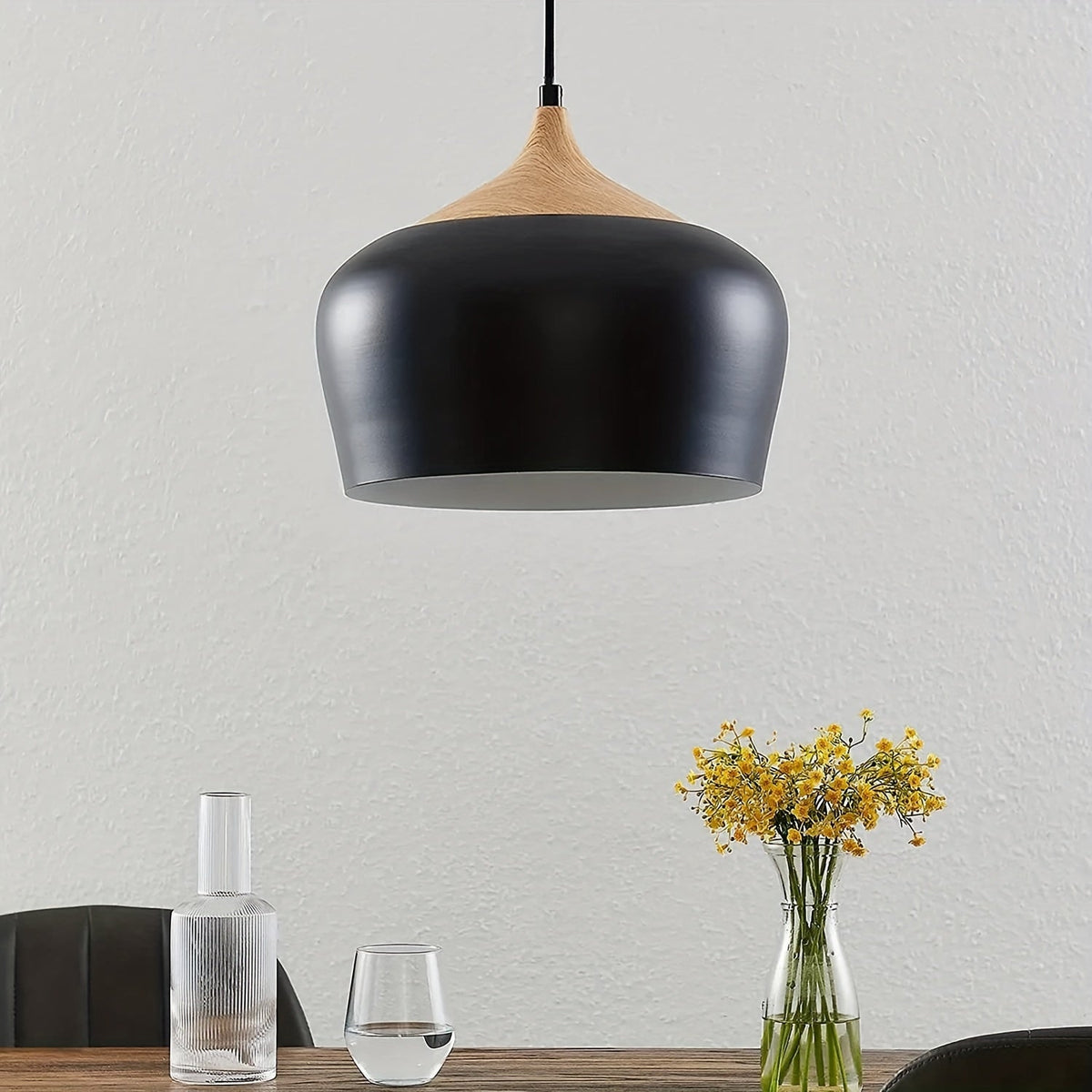 Scandinavian Iron & Wood Grain Pendant