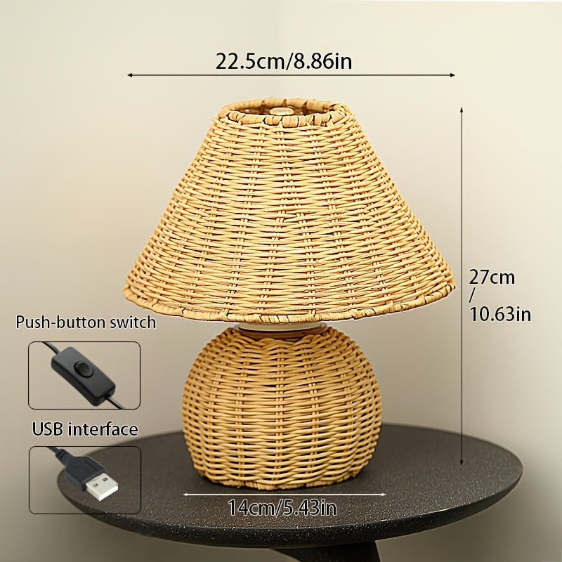 Handwoven Bamboo USB Desk Lamp