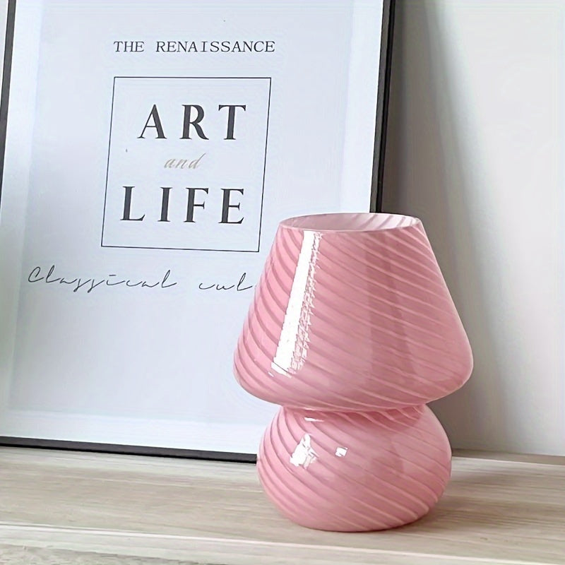 Murano-Style Swirl Glass Mushroom Lamp