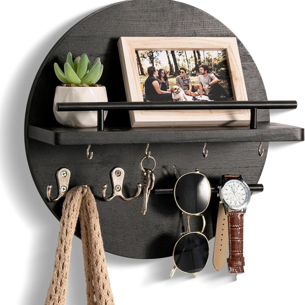 Round Wooden Key Holder Shelf