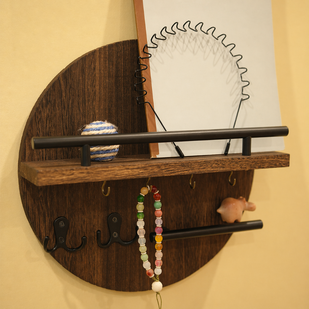Round Wooden Key Holder Shelf